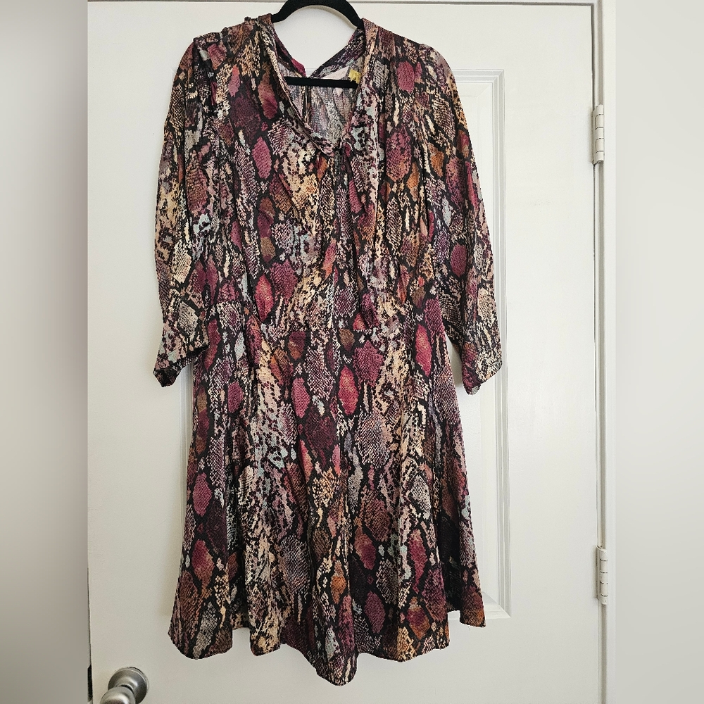 Rebbeca Taylor Multicolor Snake Print Dress, Size 16